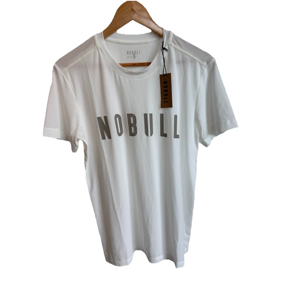 NoBull Men's White Crewneck Short Sleeve Athletic Workout Shirt Size Small NWT